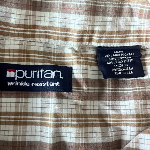 ✨Lot of 2 VTG Puritan Mens 2XL Plaid Stripe Button down Shirt Short Sleeve Y2K - Picture 9 of 13
